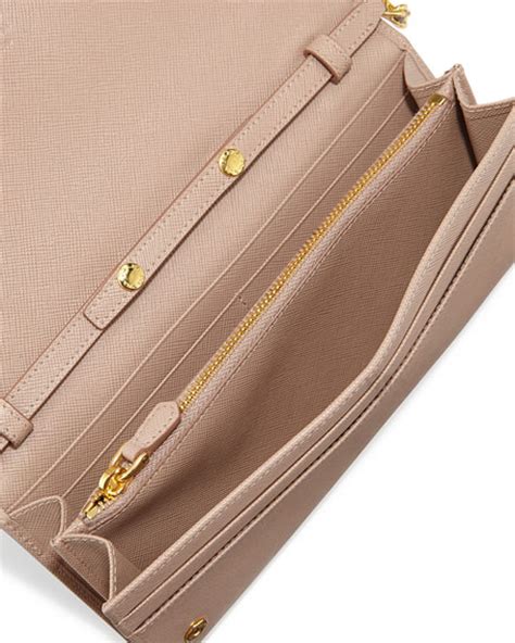 prada saffiano wallet on chain cammeo|Prada bifold wallets for women.